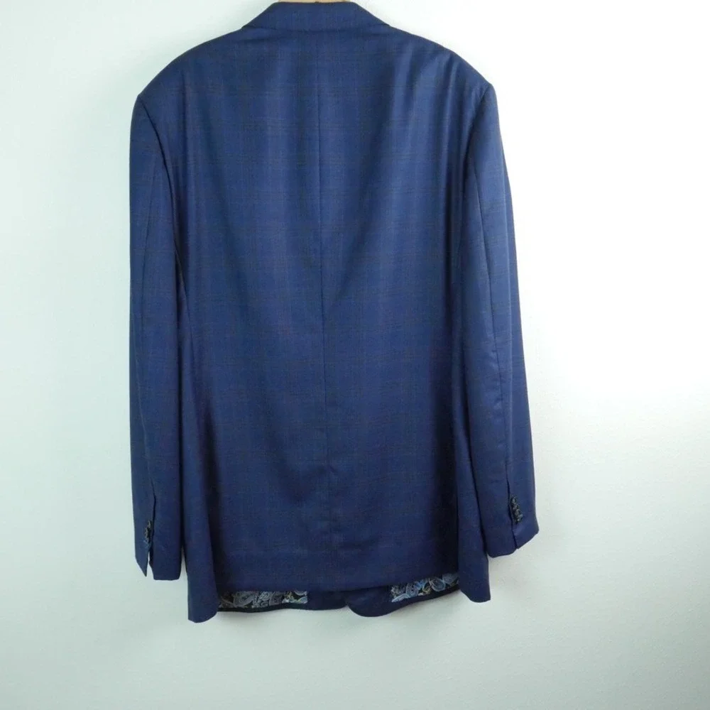 Balani Reda 1865 Milano Blue Plaid Wool Sport Coat Blazer 46L ? 49 x 32 Jacket